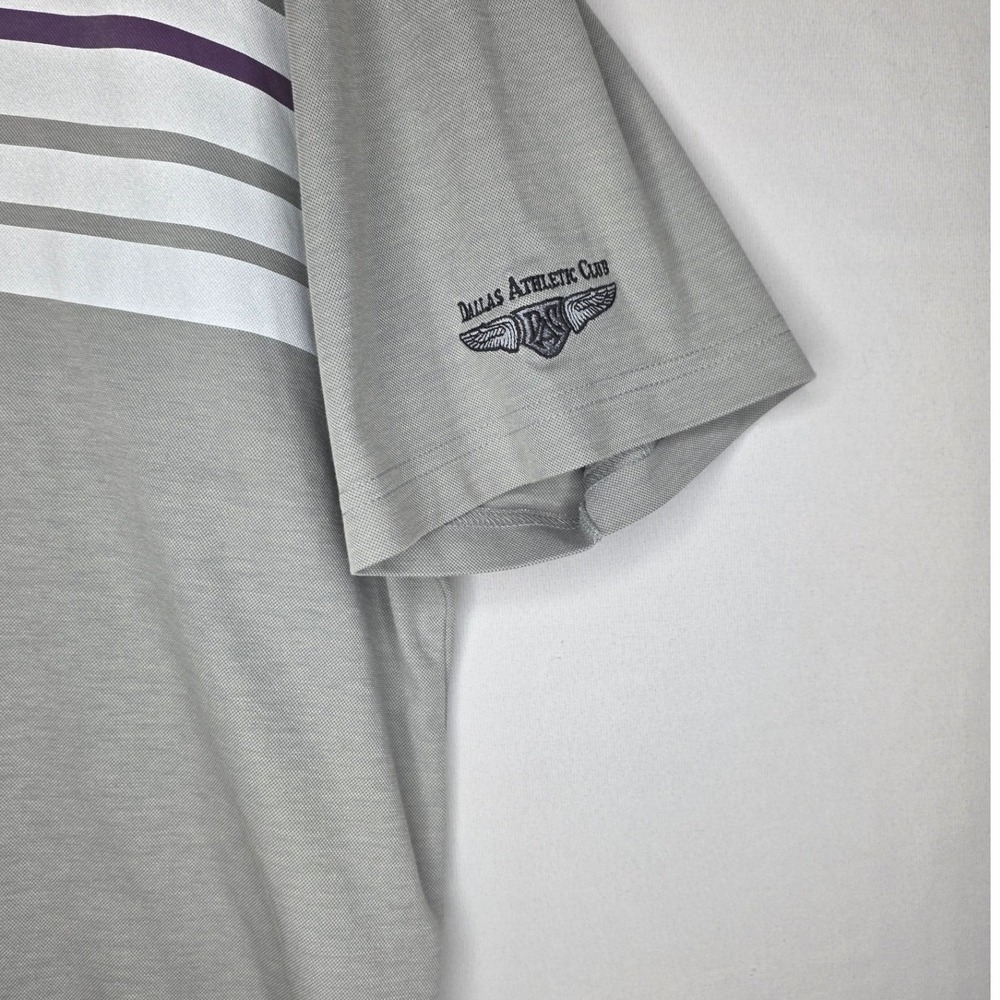 Travis Mathew Polo Gray white and purple XXL Logo on Sleeve Dallas Athletic Club - Picture 6 of 9